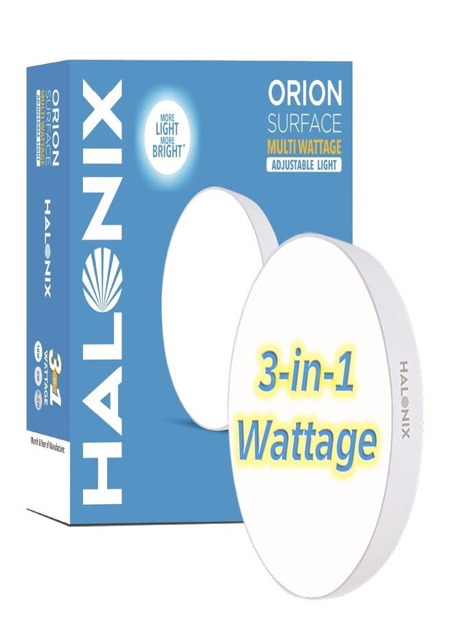 Halonix مصباح سقف هالونيكس متعدد القدرات 3 في 1 مصنوع من البولي كربونات | 10 واط، 5 واط، 0.5 واط | مصباح LED دائري مثبت على السطح | عبوة من قطعة واحدة - Image 1