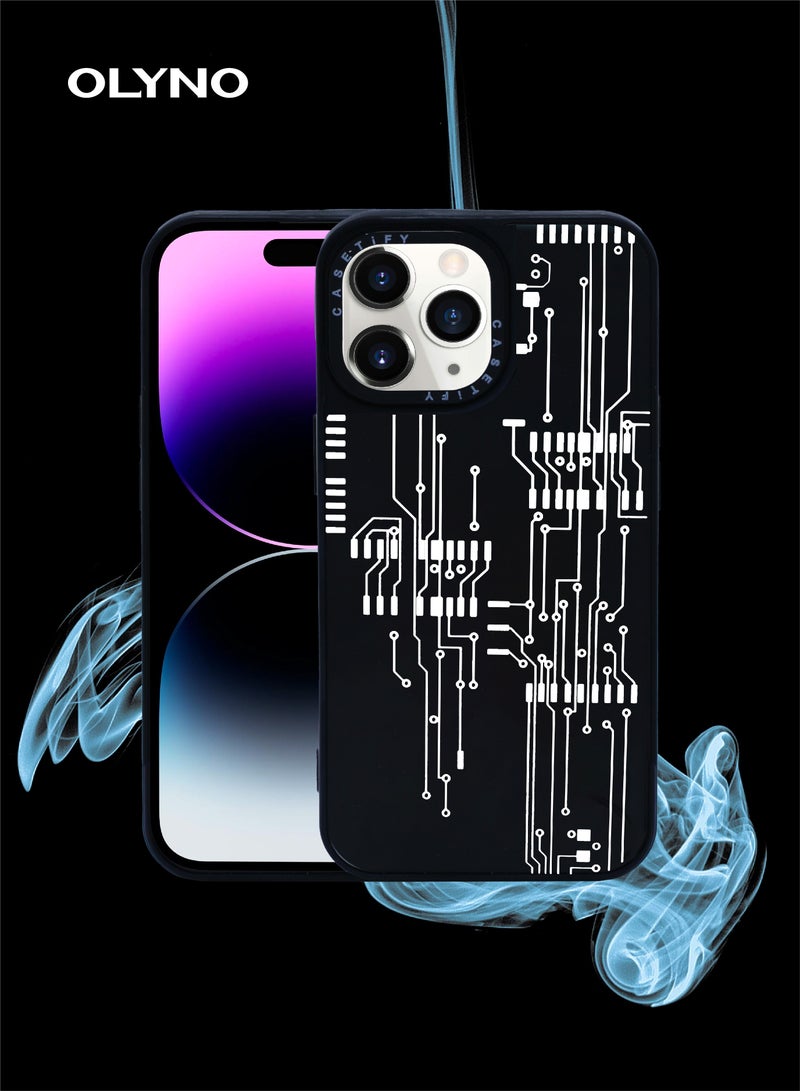 OLYNO TechVisage Slim iPhone 11 Pro Back Case With Circuit Board Design【Shockproof Silicone Polymer】Stylish Modern Protective Cover - Image 3