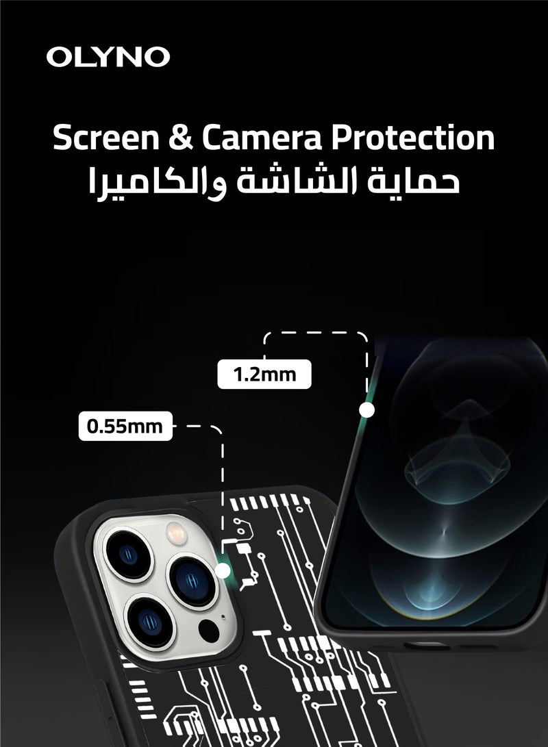 OLYNO TechVisage Slim iPhone 11 Pro Back Case With Circuit Board Design【Shockproof Silicone Polymer】Stylish Modern Protective Cover - Image 5