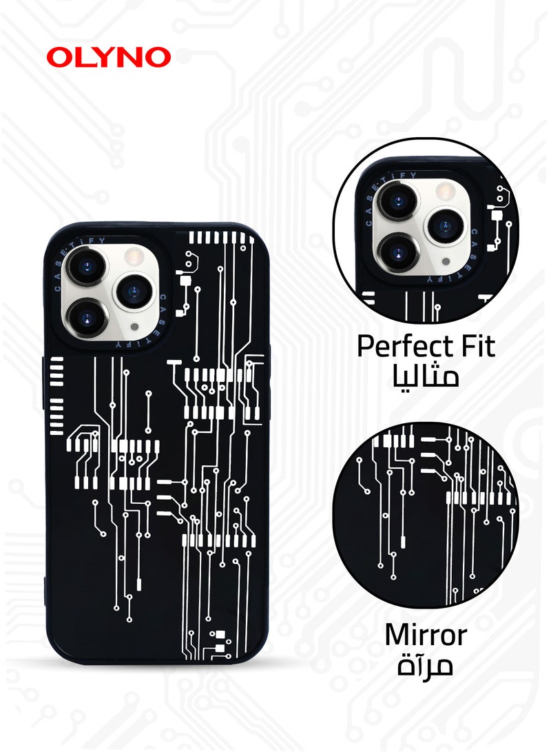 OLYNO TechVisage Slim iPhone 11 Pro Back Case With Circuit Board Design【Shockproof Silicone Polymer】Stylish Modern Protective Cover - Image 4