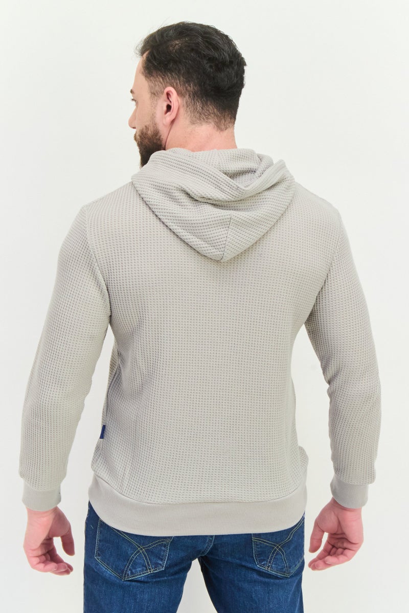 GAS Men Hooded Textured Long Sleeves Sweatshirt, Grey - Image 3