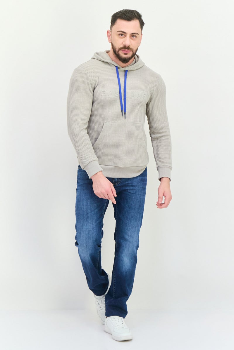 GAS Men Hooded Textured Long Sleeves Sweatshirt, Grey - Image 4