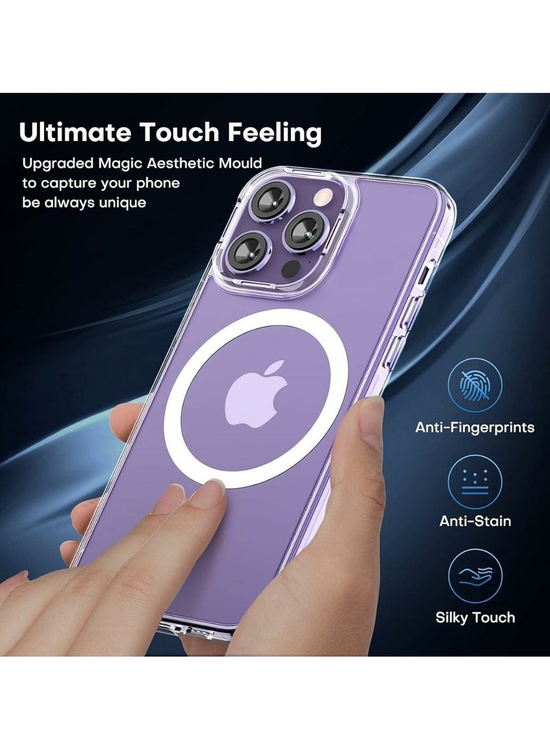 Denx Package for iPhone 15pro, with a Screen Protector and Camera Lens Protector, Non-Yellowing Shockproof Bumper Phone Cover, Full Coverage Tempered Glass Film (Clear) - Image 4