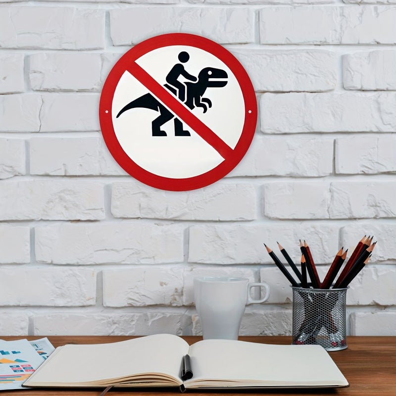 2D Flat Printed Dinosaur Art Sign No Driving On Dinosaurs Round Wooden Home Door Wall Decor - Image 4