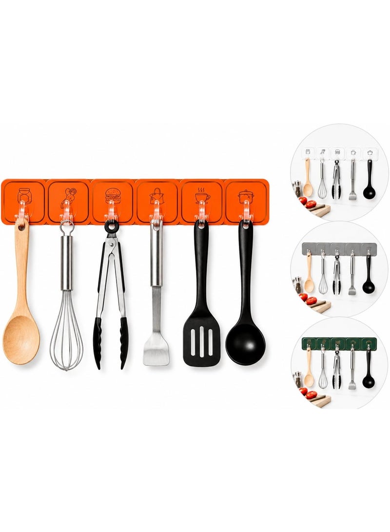 Magic Adhesive Hangers 6 Hooks Strong Self Adhesive Detachable Wall Hanger for Home Kitchen Office Bathroom Bedroom Door Organizer Accessories Plastic (Color:Random) 1 Piece - Image 1