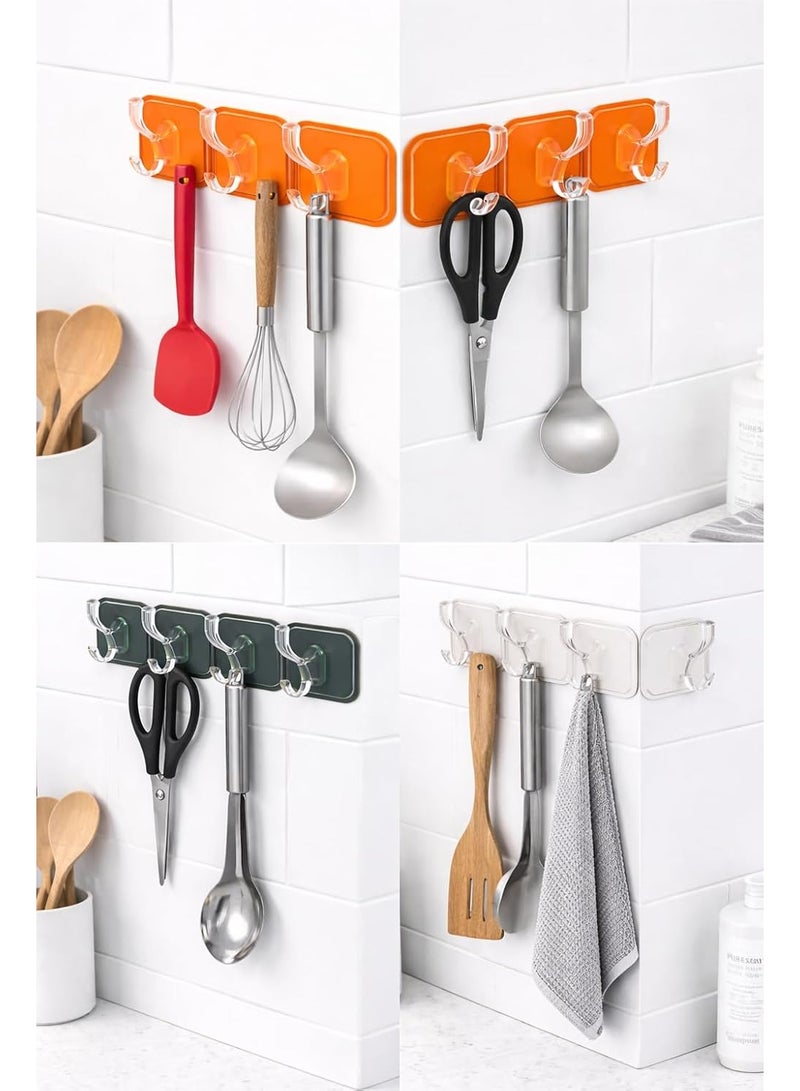Magic Adhesive Hangers 6 Hooks Strong Self Adhesive Detachable Wall Hanger for Home Kitchen Office Bathroom Bedroom Door Organizer Accessories Plastic (Color:Random) 1 Piece - Image 4