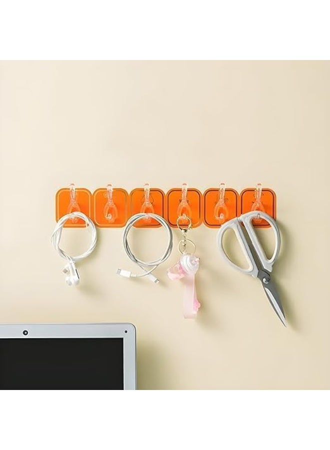 Magic Adhesive Hangers 6 Hooks Strong Self Adhesive Detachable Wall Hanger for Home Kitchen Office Bathroom Bedroom Door Organizer Accessories Plastic (Color:Random) 1 Piece - Image 2