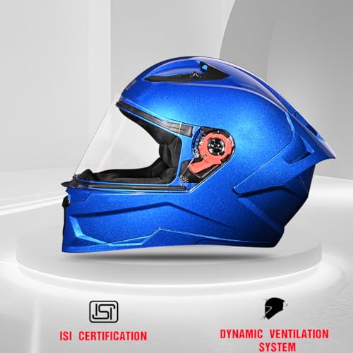 Studds Raider Super Isi Certified Full Face Motorcycling Helmet for Men and Women with Spoiler and Clear Visor(Flame Blue-L) - Image 2
