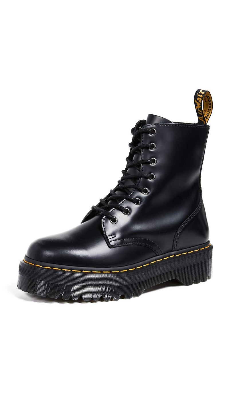Dr Martens Dr. Martens, Jadon 8-Eye Leather Platform Boot for Men and Women, Black Polished Smooth, 6 US Women/5 US Men - Image 1