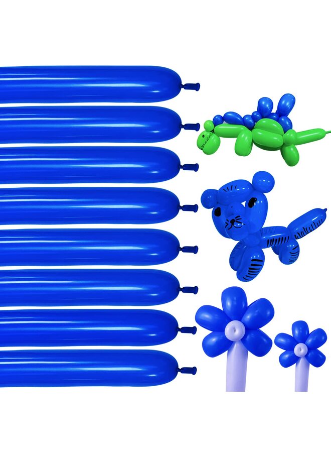 يُسلِّم 100 قطعة من البالونات الزرقاء الداكنة الطويلة الرفيعة المصنوعة من اللاتكس لبالونات الحيوانات، بالونات عالية الجودة للمبتدئين في صنع البالونات وديكورات حفلات الكرنفال - Image 1