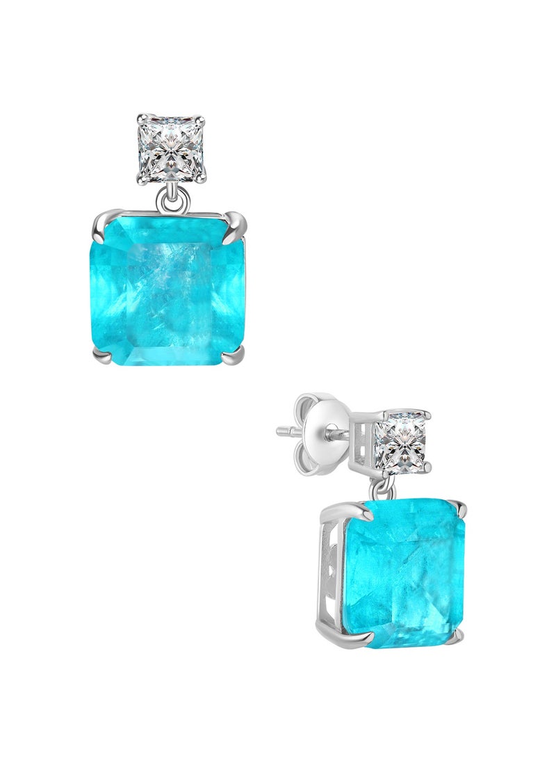 QUAINT Glacier - Square Paraiba Diamond Stud Earrings  - Image 2