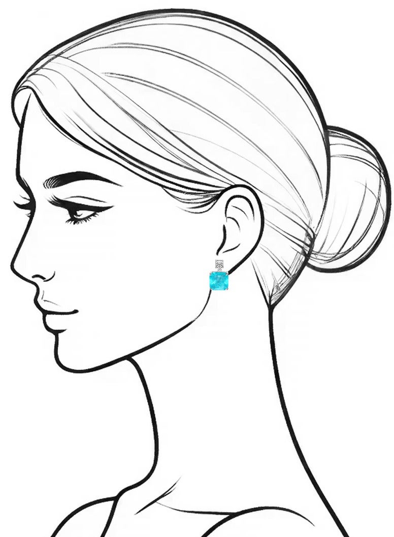QUAINT Glacier - Square Paraiba Diamond Stud Earrings  - Image 3