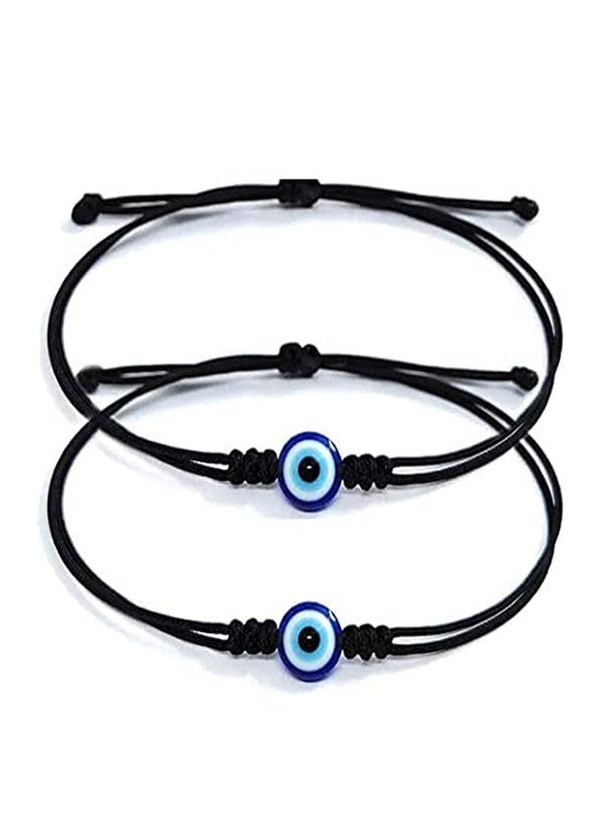 SUSVIJ Evil Eye Nazar Battu Thread Adjustable Friendship Band For Women Men | evileye bracelets for women | Stylish bracelets for girls |(Black) Set of 2 - Image 1