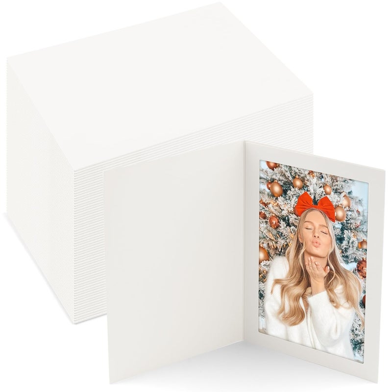 Golden State Art Golden State Art Pack of 100 4x6 Photo Folders Cardboard Picture Frame Paper Frame Cards GreetingsInvitation Special Events Graduation Christmas Wedding White