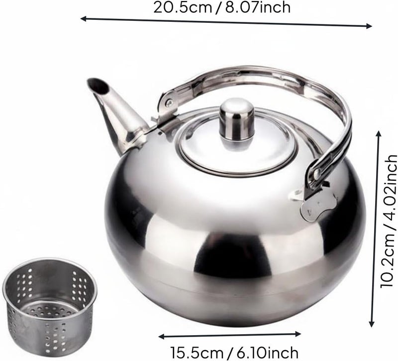 Gralara Stainless Steel Teapot Easy to Clean Teapot with Strainer Thickened Tableware for Restaurant, Array, Stainless Steel, 16cm - Image 5