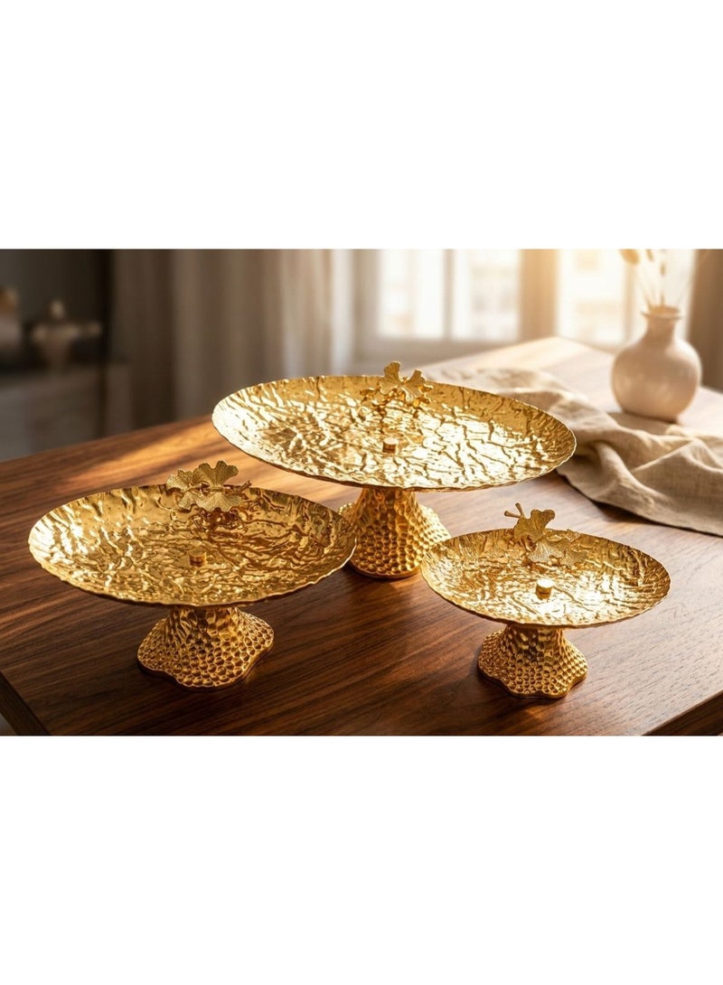 طقم سيرفس معدن بيضاوي محجّر 3 قطع مقاسات - Image 1