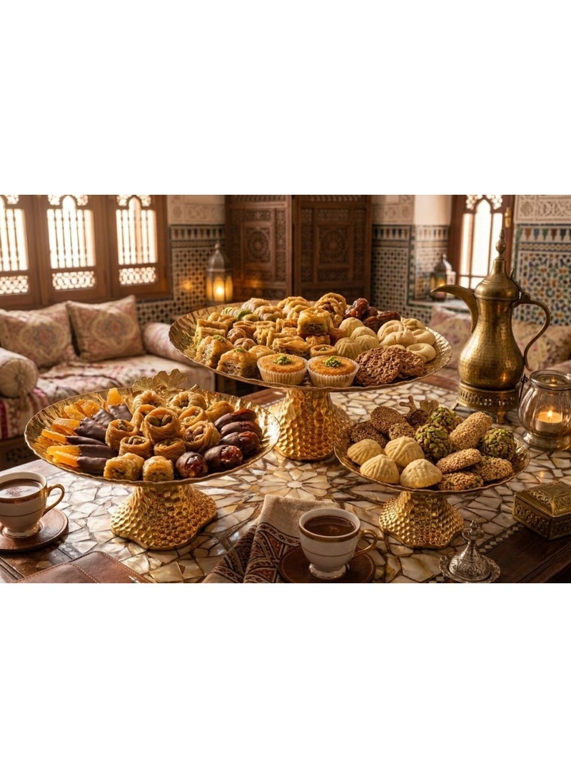 طقم سيرفس معدن بيضاوي محجّر 3 قطع مقاسات - Image 2