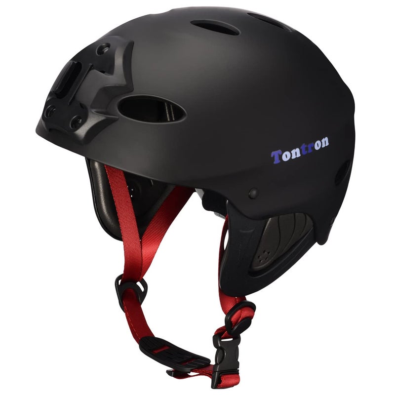 Tontron Adult Water Sports Helmet with Camera Mount Plate (Matte X-Black Forest, Medium) - Image 5