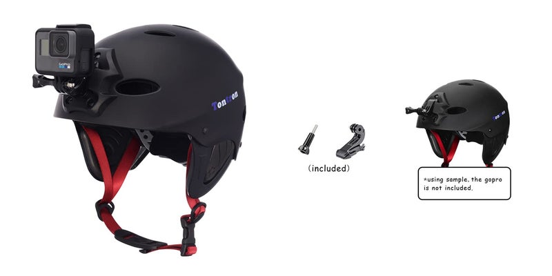 Tontron Adult Water Sports Helmet with Camera Mount Plate (Matte X-Black Forest, Medium) - Image 4