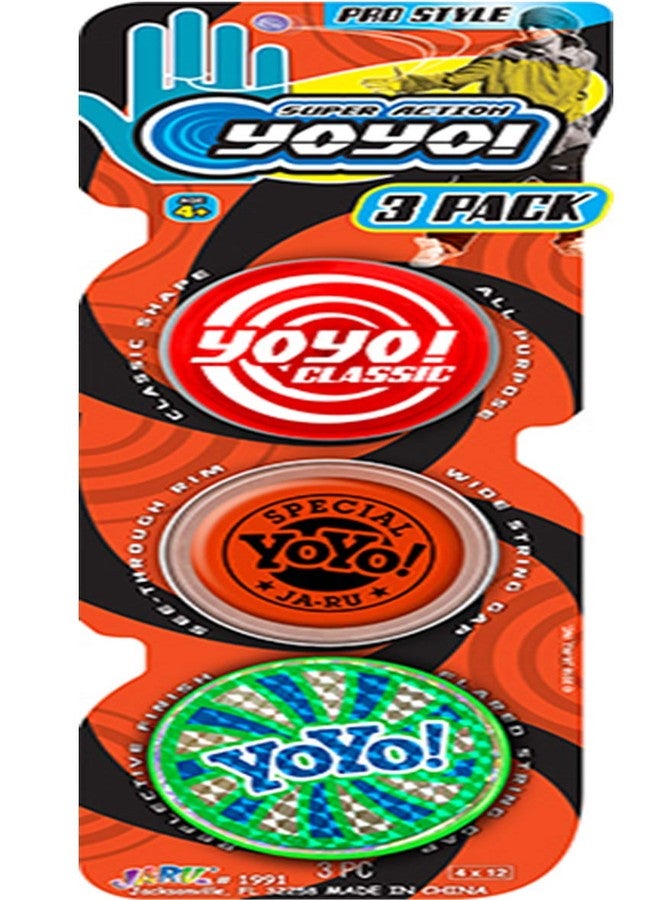 JA-RU Yoyo Professional Bundle Yo-Yos Set (1 Pack of 3) Quality Fun Fidget Toys for Kids and Adults Stoking Stuffers Filler Party Favors in Bulk 1991-1 - Image 1