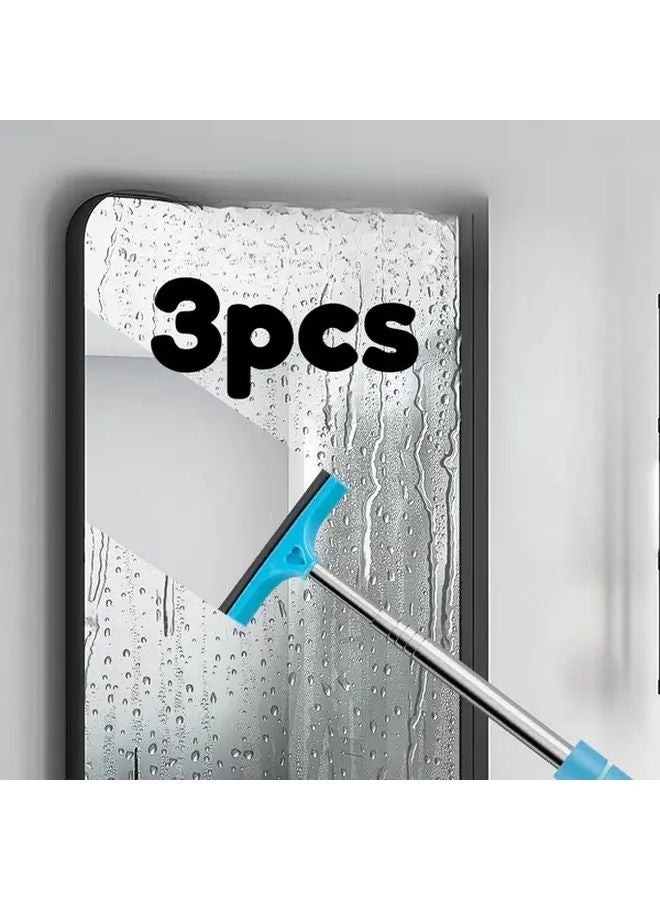 3pcs Stainless Steel Car Rearview Mirror Wiper Blade Defogging Window Glass Cleaner - Image 1