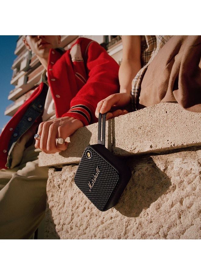 Marshall Willen Bluetooth Speaker, Wireless, 15+ Hours Playtime, Water-Resistent, Quick Charge, Stackable - Brass And Black - Image 4
