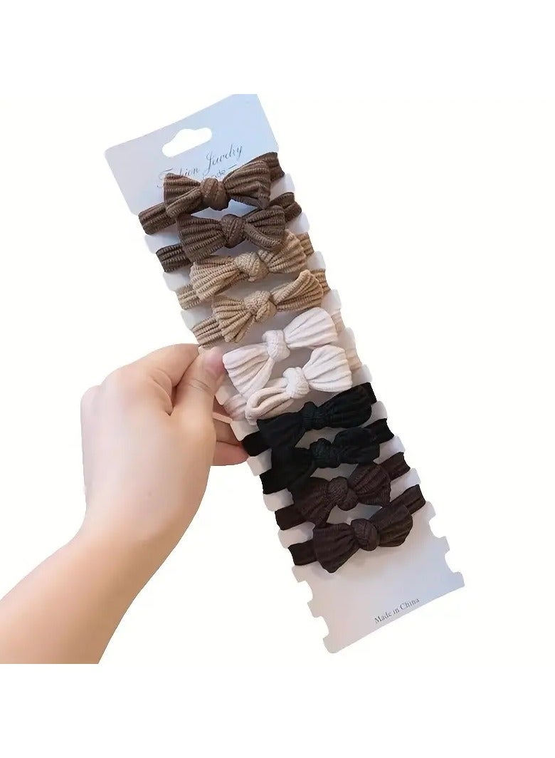 Hair Ties Set of 10 Pieces Made of Fabric, Lightweight Design Easy for Daily Use - Image 1