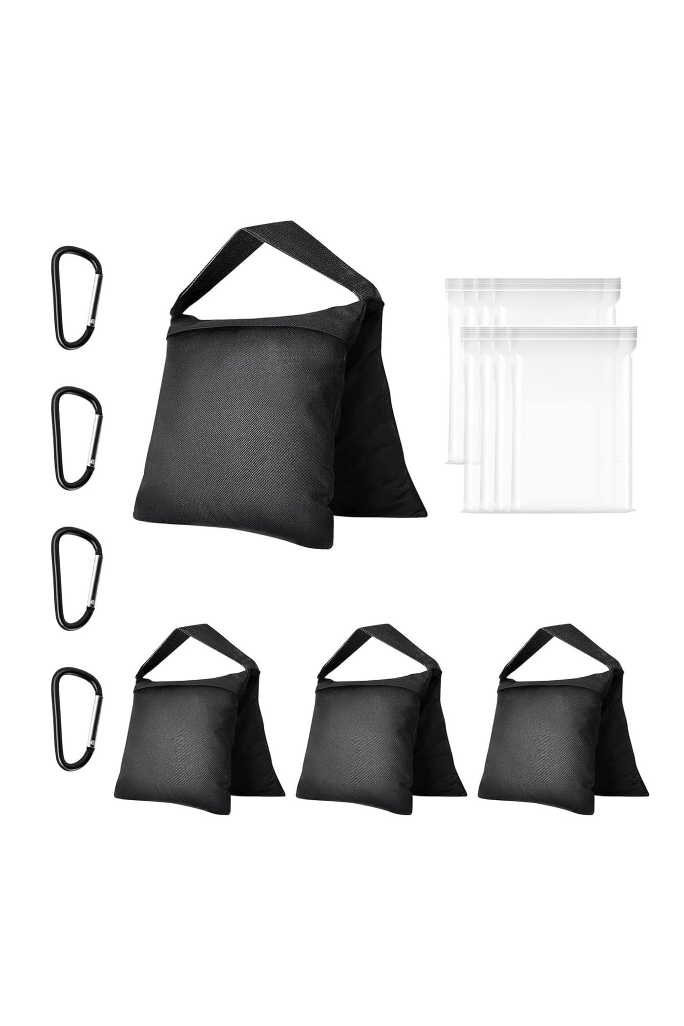 Heavy Duty Sandbag,Weight Bags Photo Studio Saddlebag Design for Photography Stand Light Tripod, Outdoor Patio, Sports, Photo Sets, Film Sets, Live Productions-(Black-4 Packs)