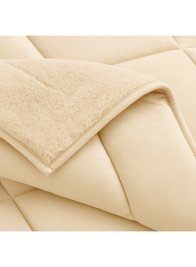 مينجلي مفرش شتوي نفر ونص نظام وجهين (مخمل × فرو) – طقم مفارش 4 قطع يشمل لحاف، شرشف مطاطي، غطاء وسادة وغطاء مخدة، يناسب سرير مقاس 140×200 سم - Image 5