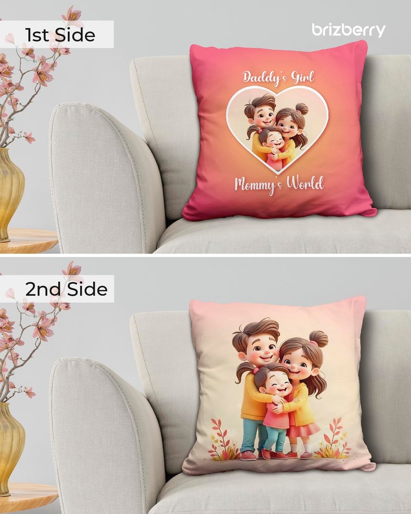 Brizberry® Pillow Cushion for Best Daughter | Unique Thoughtful Cute Birthday Pillow Gift for Daughters Day | for Girl with Premium Filler Cushion (16 inch x 16 inch) (Design 42) - Image 2