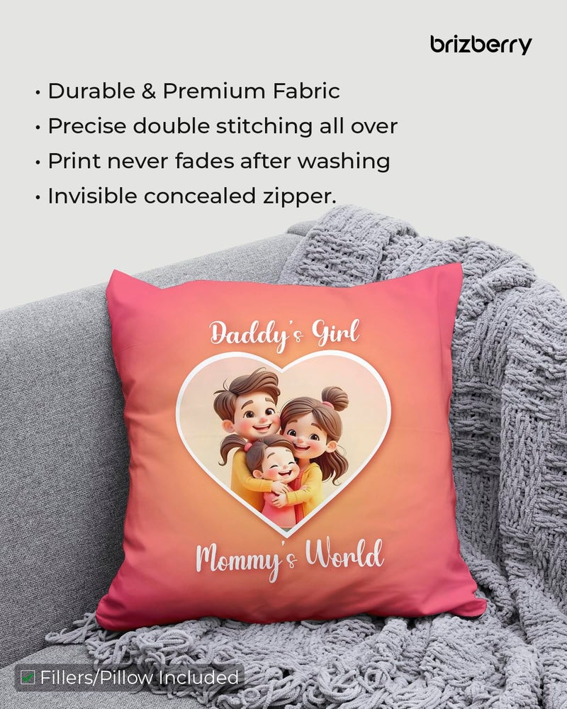 Brizberry® Pillow Cushion for Best Daughter | Unique Thoughtful Cute Birthday Pillow Gift for Daughters Day | for Girl with Premium Filler Cushion (16 inch x 16 inch) (Design 42) - Image 5