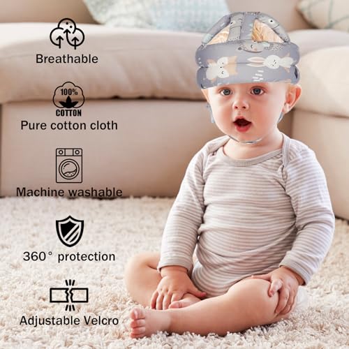 REFLYAWAY Baby Head Protector Baby Helmet for Crawling Walking, No Bumps Safety Head Adjustable Protective Cap for Walking, Playing (Fox) - Image 3