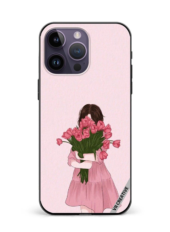 VR CREATIVE Protective Case Cover For Apple iPhone 15 Pro Max Girl Hugging Bouquet Design Multicolour - Image 1
