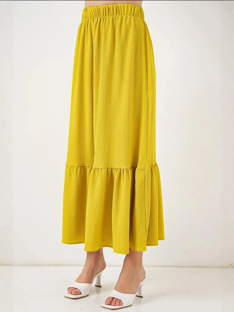 BIG DART BDART Textured Maxi Knit Skirt with Elastic Waist