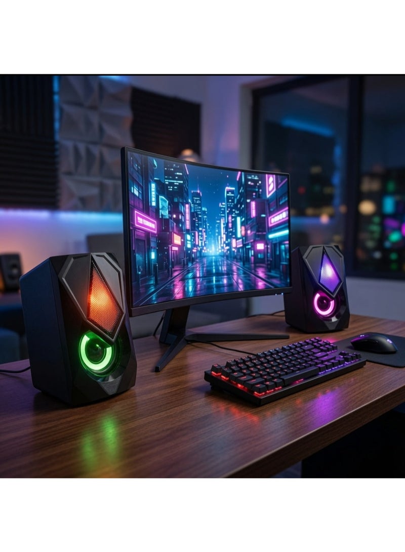 N-19 MINI 2.0 USB Desktop Speaker Dual Speaker RGB Lighting Multimedia Computer Speaker - Image 5