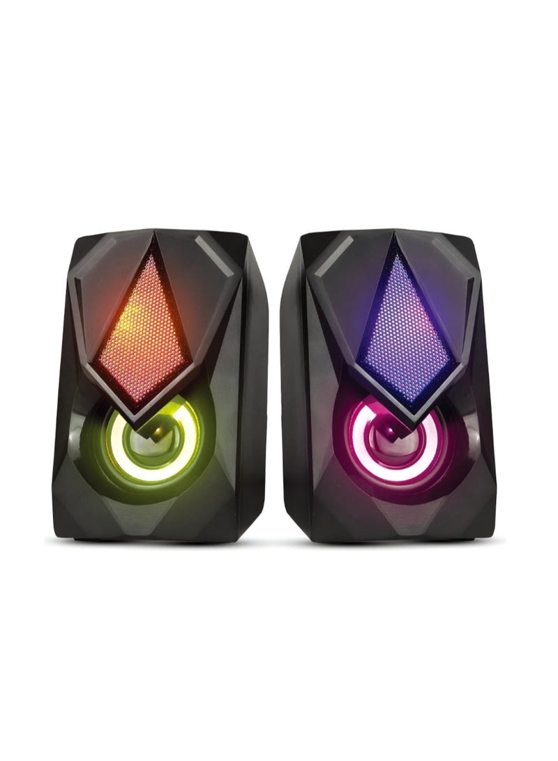 N-19 MINI 2.0 USB Desktop Speaker Dual Speaker RGB Lighting Multimedia Computer Speaker - Image 1