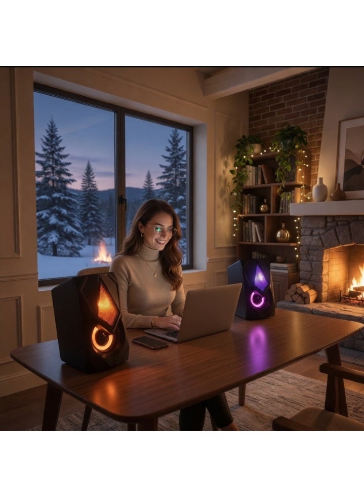 N-19 MINI 2.0 USB Desktop Speaker Dual Speaker RGB Lighting Multimedia Computer Speaker - Image 3