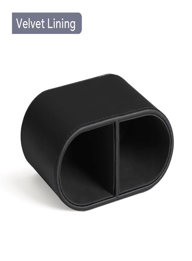 MEIBOOCH PU Leather Pen Holder for Desk, Small Remote Control Holder Pencil Cup Multifunctional Desktop Organizer Caddy for Home School Office Desk Accessories - 2 Compartments (Black) - Image 3