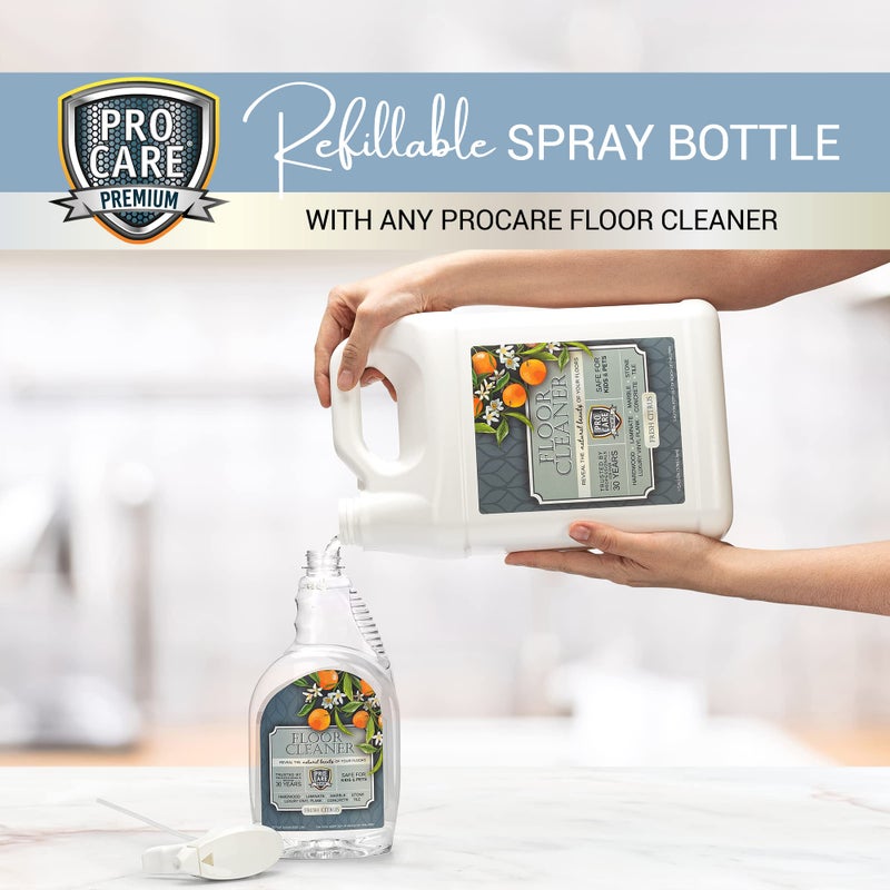 ProCare Citrus Floor Cleaner (Made in USA) | Tile, Stone, Laminate, Vinyl & Natural Wood Floor Cleaner for Mopping, Floor Cleaning Solution with Citrus Aroma - 32oz / 0.95L Spray Bottle - Image 5