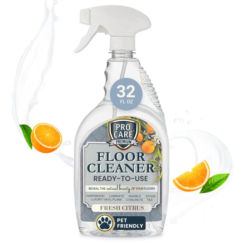 ProCare Citrus Floor Cleaner (Made in USA) | Tile, Stone, Laminate, Vinyl & Natural Wood Floor Cleaner for Mopping, Floor Cleaning Solution with Citrus Aroma - 32oz / 0.95L Spray Bottle - Image 1