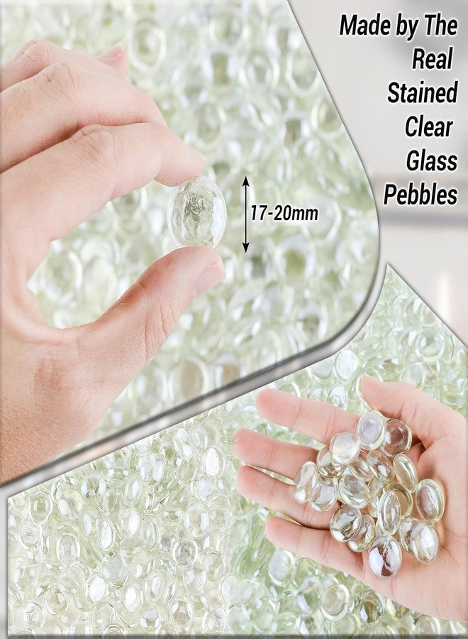 ARSUK Clear Flat Glass Pebbles, (5 LBS) Marbles for Vases, Glass Marbles, 400 Pcs Vase Fillers, Table Scatter for Weddings, Aquarium Stones, Candle Holders, Crafts, Glass Beads for Vases, (0.7-0.8") - Image 2