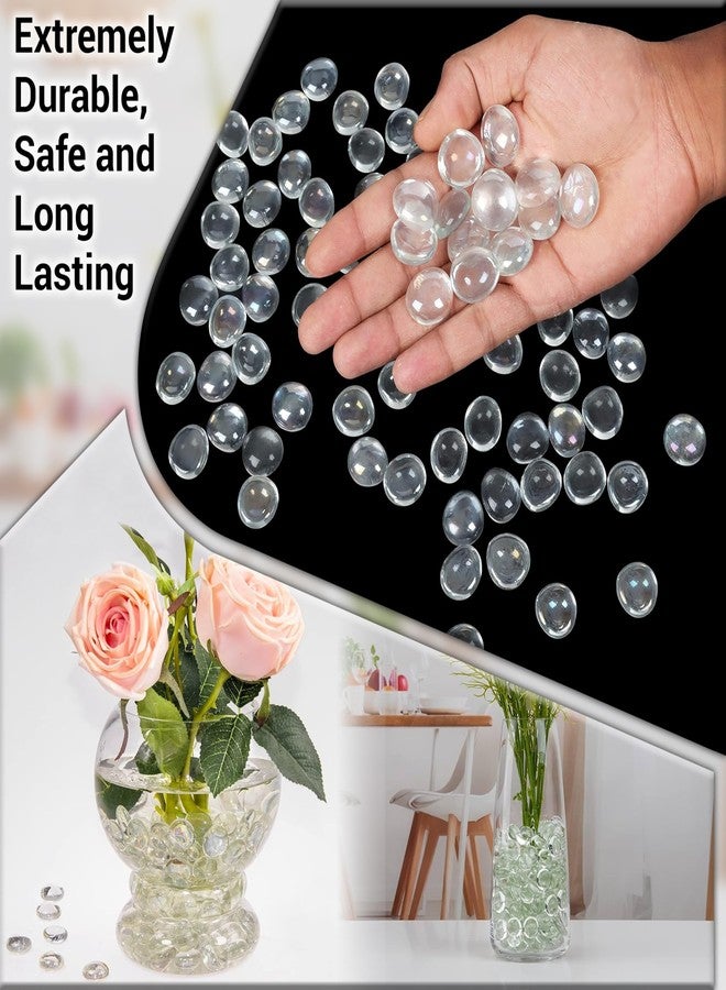 ARSUK Clear Flat Glass Pebbles, (5 LBS) Marbles for Vases, Glass Marbles, 400 Pcs Vase Fillers, Table Scatter for Weddings, Aquarium Stones, Candle Holders, Crafts, Glass Beads for Vases, (0.7-0.8") - Image 4