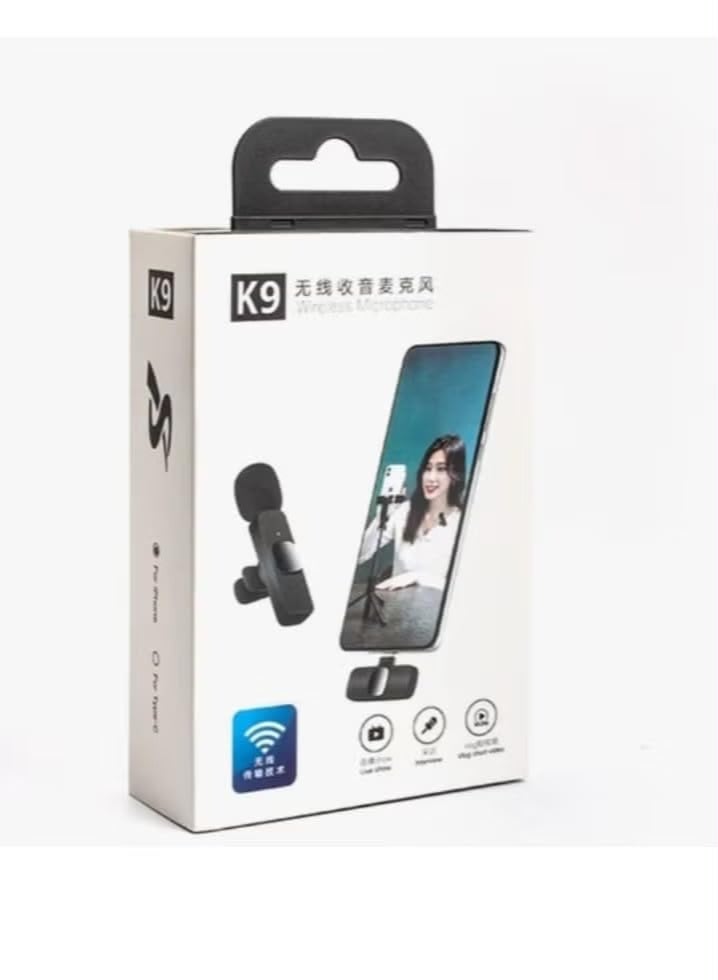 K9 Wireless Lavalier Microphone with Noise Reduction for Vlogging and Live Streaming - Image 1