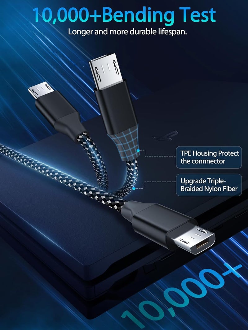 SCOVEE PS4 Controller Charger Cable 3-Pack 6FT for Xbox One Controller,Dualshock 4,PS4 Charging Cord,Nylon Braided Micro USB Data Sync Cable for Xbox One S/X,Playstation 4,PS4 Slim/Pro,Charge and Play Wire - Image 3