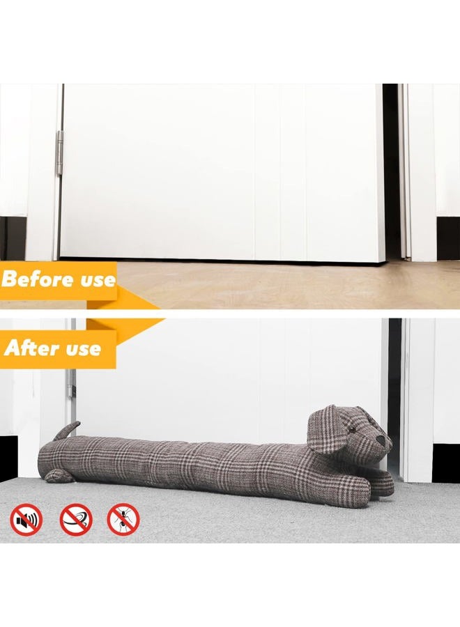 CERAYOU 36 Inch Heavy Duty Under Door Draft Stopper, Cute Animals Shape Door & Window Draft Guard to Save Energy, Decorative Weighted Bottom Insulation Stopper Noise Air Wind Dust Blocker, Plaid Dog - Image 5