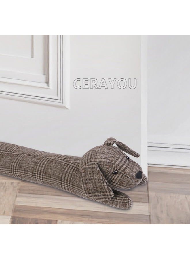 CERAYOU 36 Inch Heavy Duty Under Door Draft Stopper, Cute Animals Shape Door & Window Draft Guard to Save Energy, Decorative Weighted Bottom Insulation Stopper Noise Air Wind Dust Blocker, Plaid Dog - Image 1