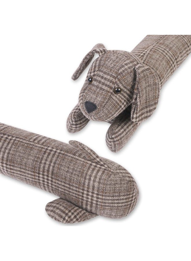 CERAYOU 36 Inch Heavy Duty Under Door Draft Stopper, Cute Animals Shape Door & Window Draft Guard to Save Energy, Decorative Weighted Bottom Insulation Stopper Noise Air Wind Dust Blocker, Plaid Dog - Image 3