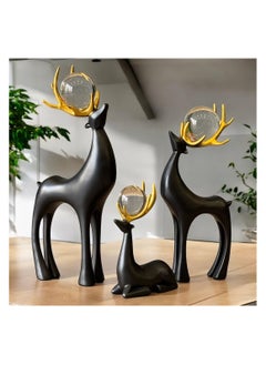 ba9ma Ba9ma, a luxurious resin gazelle set, three pieces of decor! Add a touch of luxury and elegance to your decor with the black three-piece gazelle set.  - Image 1