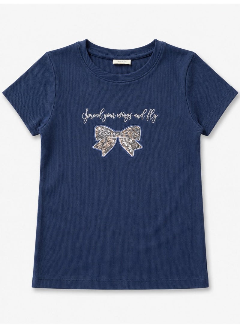 victor and jane Girls’ T-Shirt & Woven Striped Shorts Set - Image 3