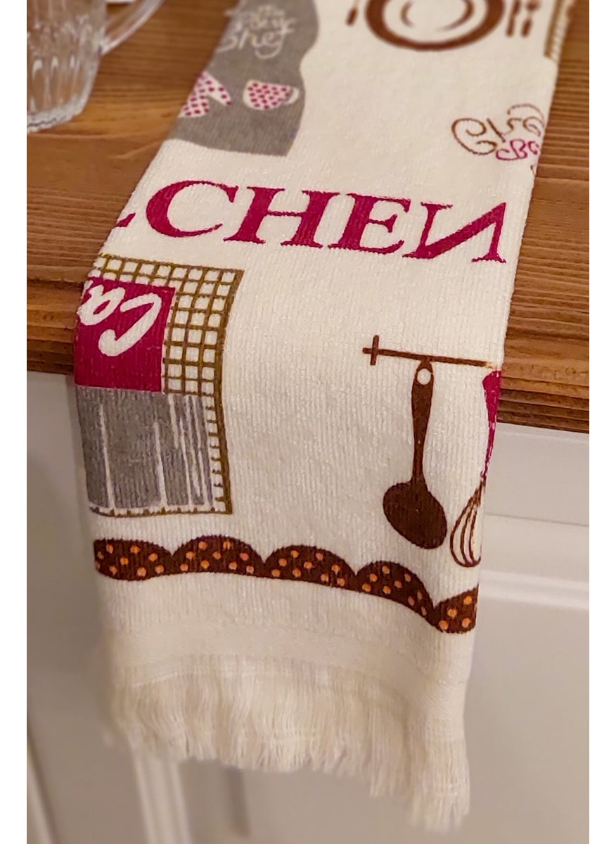 Cnr Garden Fringed Cotton Printed 100% Cotton 40X60 cm Hand Face Kitchen Towel Soft Patterned Water Absorbent Towel  - Image 2